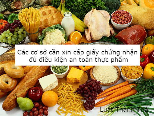 Các cơ sở cần xin cấp giấy chứng nhận đủ điều kiện an toàn thực phẩm